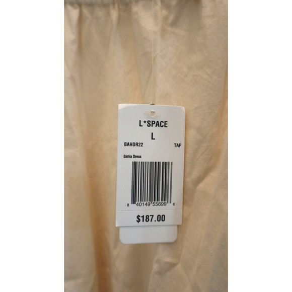 L*Space BAHDR22 Women's Sz Large Cream Bahia Open Back Peasant Maxi Dress $187 - Picture 6 of 13